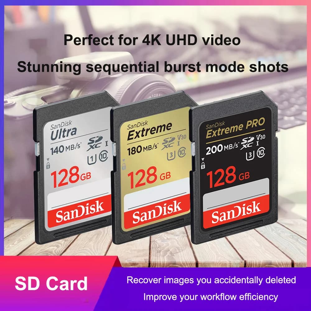 Scheda SD SanDisk Ultra/Extreme/Extreme PRO 32GB SDHC UHS-I 64GB/128GB 256GB SDXC UHS-I Scheda SD Full Size per fotocamera Video Full HD