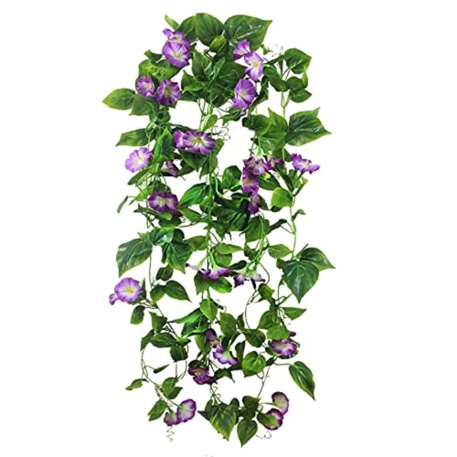 Artificial Vines 15Feet Silk Flower Garland for Outdoors Morning Glory Vine Artificial Flowers Hanging Plants Garland Fake Gree