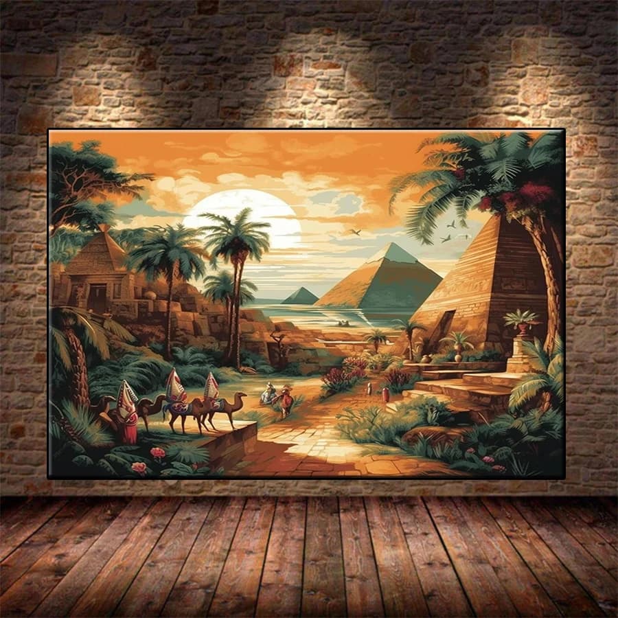 Full Diamond Embroidery Kit New Retro Egyptian Pyramid Camel Landscape Handicraft Diamond Painting Cross Stitch Home Decoration