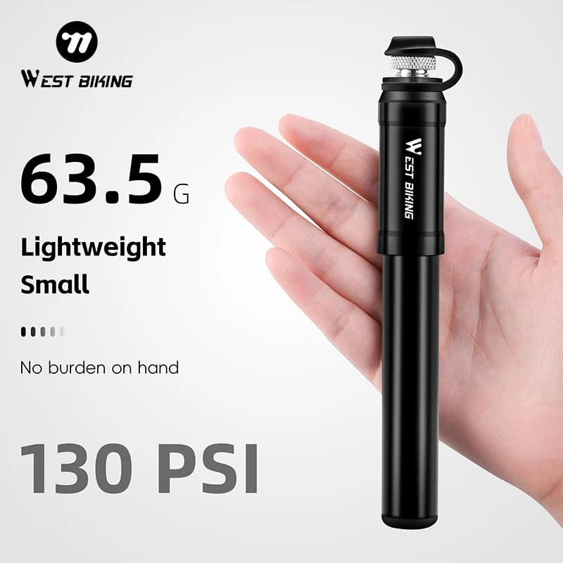 WEST BIKING Portable Bicycle Pump 130PSI High Pressure With Hose Presta Schrader Valve Aluminum Alloy MTB Road Bike Tire Pump