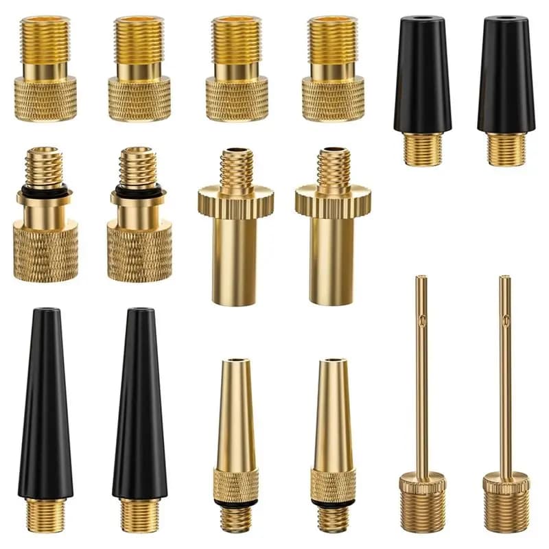 NEW HOT In Stock-16PCS Premium Bicycle Presta Schrader Valve Adaptor, Including Ball Pump Needle, Bike Pump Adapter