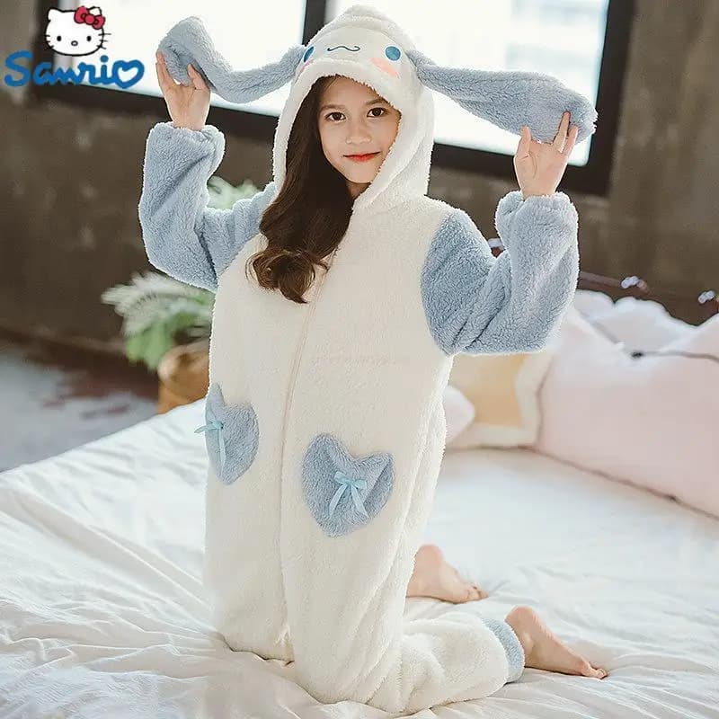 Sanrioed Peluche Anime Cinnamoroll Inverno Flanella Bambini Pagliaccetti Ragazza Ragazzo Bambino Tuta Abbigliamento infantile Pigiama Tuta per bambini Regalo