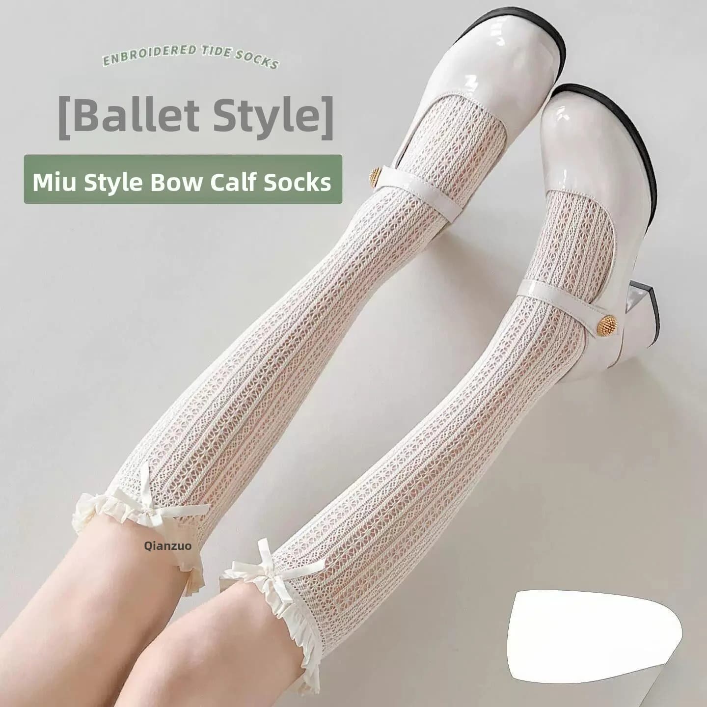 Lace Knot Mid-Calf Socks Thin Summer Women's Ballet Style Long Socks for Skirts Sweet Style Children's Underwear