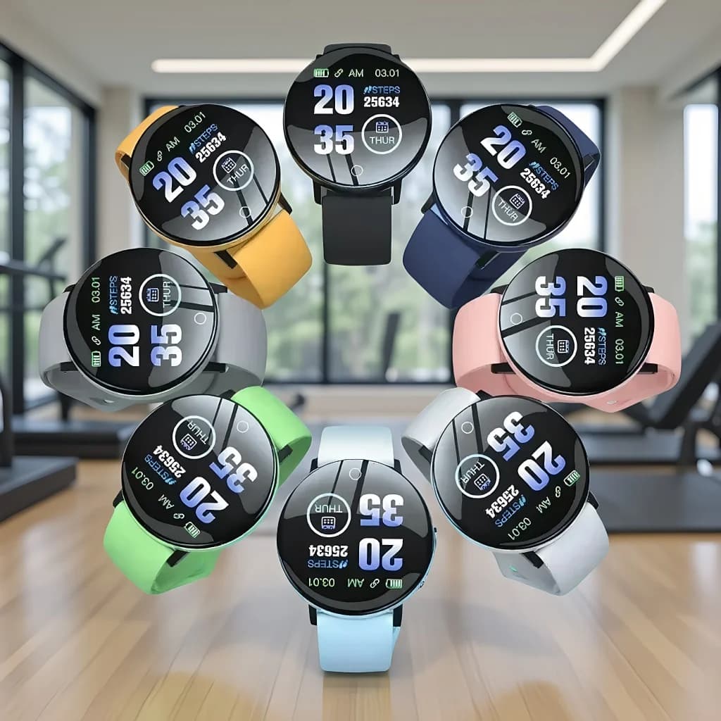 Smartwatch D18, Orologio Fitness Rotondo con Monitoraggio della Frequenza Cardiaca per Uomini e Donne, Braccialetto Elegante, Compatibile con PK D20 Y68