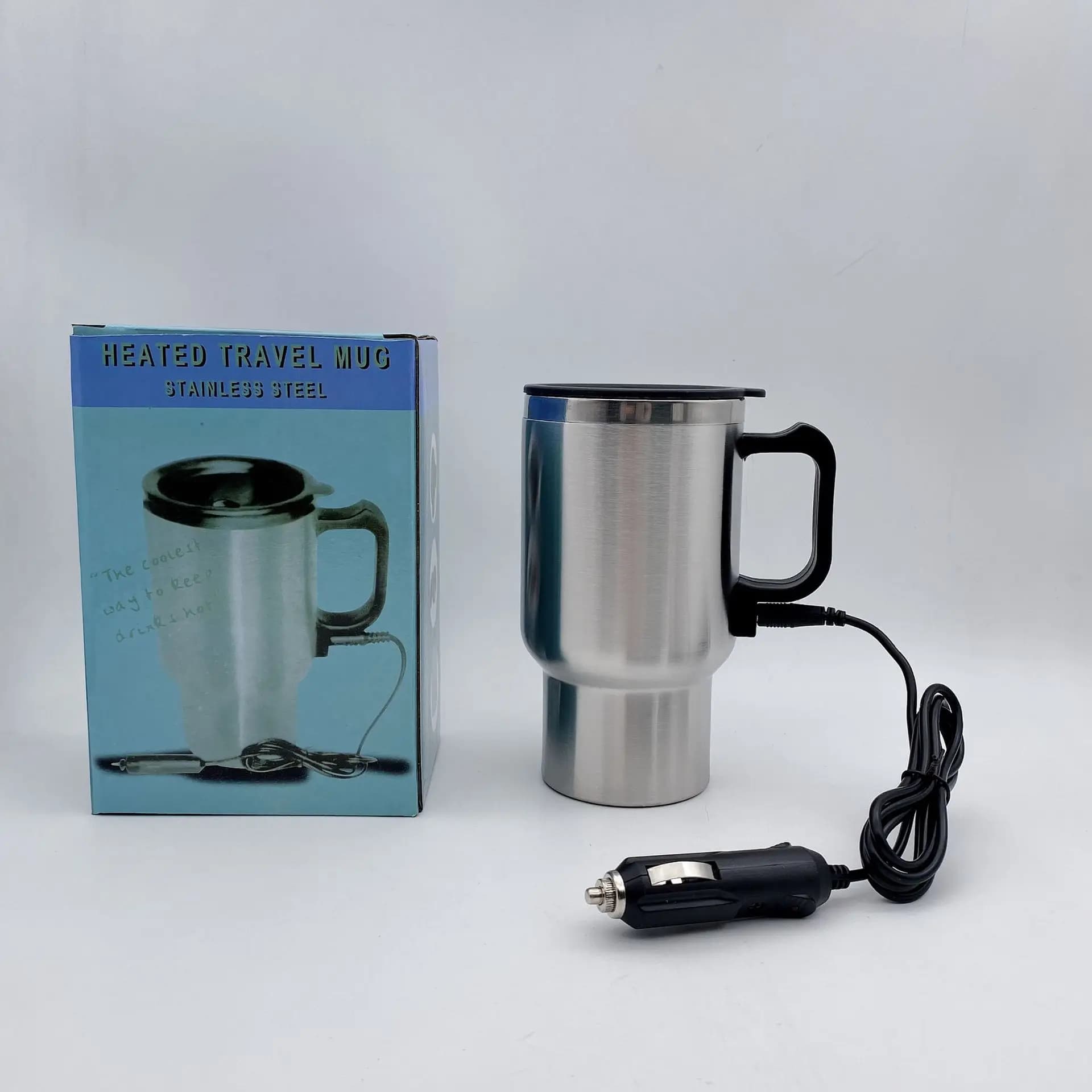 12V Car Electric Heating Mug Stainless Steel Insulated Cup Portable Water Boiler For Travel Auto Coffee Beverage