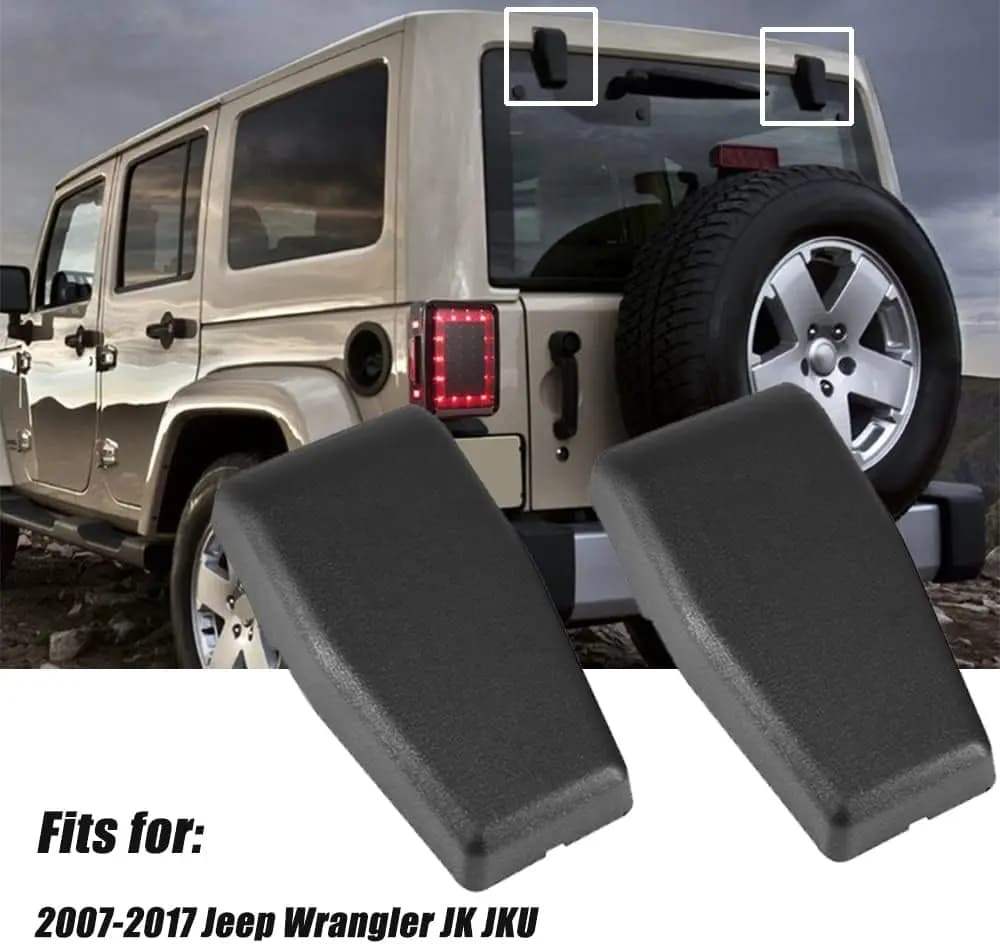 2 Pezzi Copertura Cerniera Finestrino Posteriore Nera, Copertura Cerniera Vetro Portellone Sinistro, Rivestimento Cerniere Adatto per Jeep Wrangler JK JKU 2007-2018