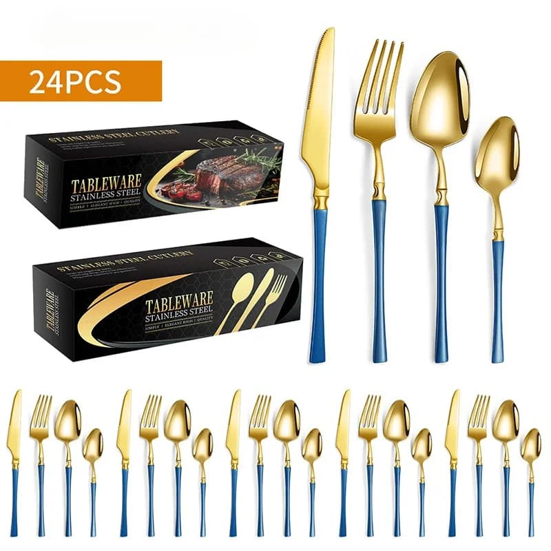Cutlery set Stainless steel kitchen utensils set Cucchiai Knife Knife Stoves Crockery set 24 pieces
