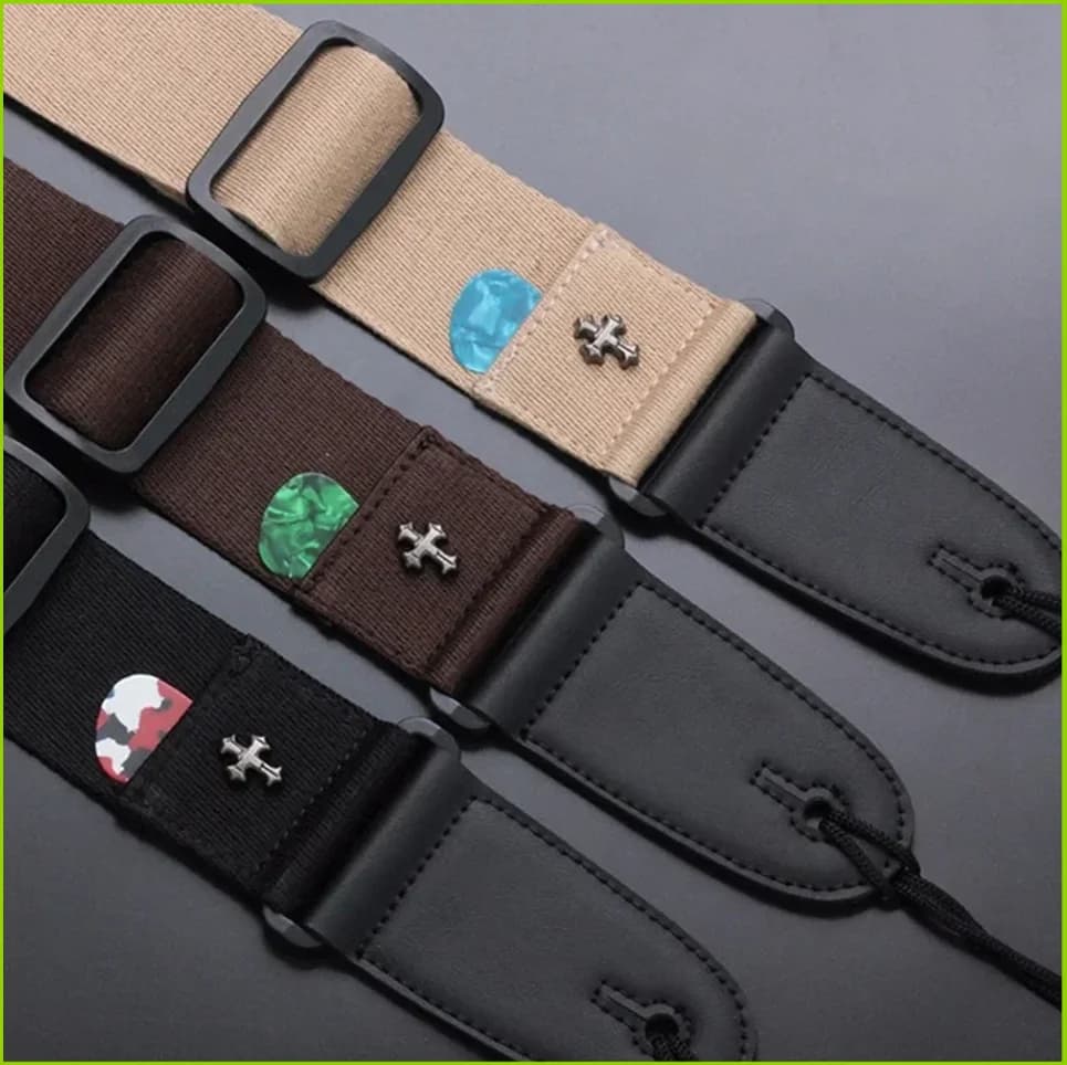 Tracolla per Chitarra Elettrica e Acustica, Stile Vintage con Tasca Porta Plettri, Accessori per Chitarra