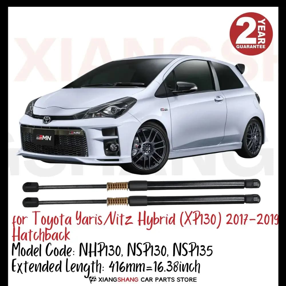 Ammortizzatore portellone posteriore 2 pezzi per Toyota Yaris/Vitz Hybrid (XP130) 2017-2019 Hatchback CON MOLLA Tronco Boot Ammortizzatori a gas caricati a gas