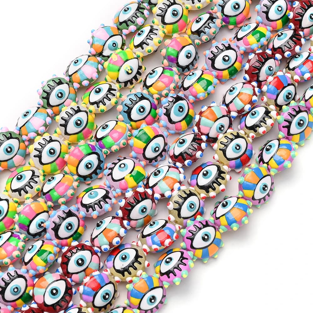 2 pezzi 17mm perline di vetro occhio di sole stampato perline allentate rotonde per la creazione di accessori di gioielli con catena ciuccio per bambini fatti a mano fai da te