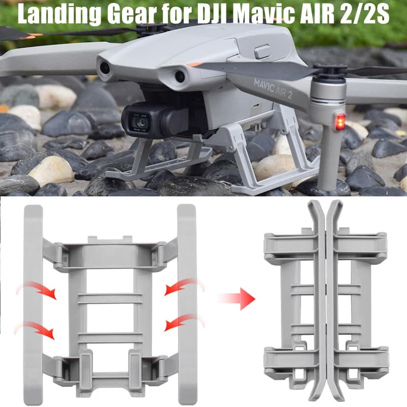 Carrello di atterraggio pieghevole per DJI Mavic AIR 2/2S Drone Estensore di altezza Gamba lunga Supporto per piede Accessorio di protezione del giunto cardanico a sgancio rapido