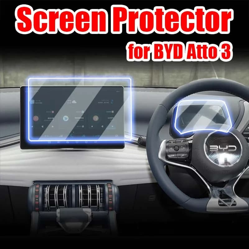 Pellicola Protettiva per Schermo GPS Auto BYD Atto3 EV, Vetro Temperato Anti-Graffio per Navigazione, Protezione Occhi