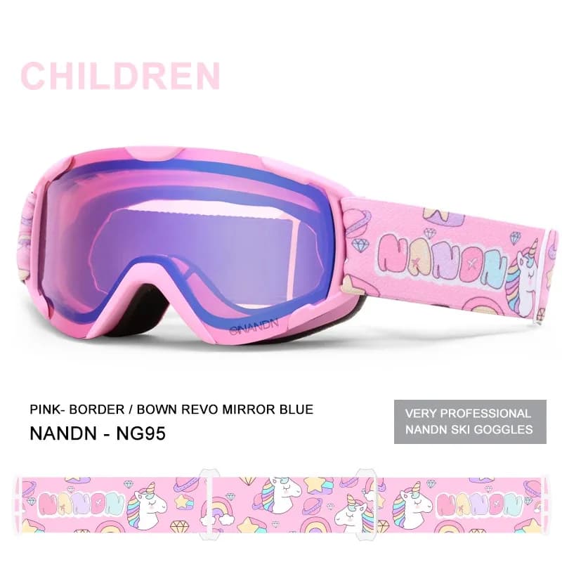 Occhiali da sci Antiappannamento Doppio strato Grandi occhiali da sci sferici Bambini Snowboard Occhiali per sport invernali all'aria aperta