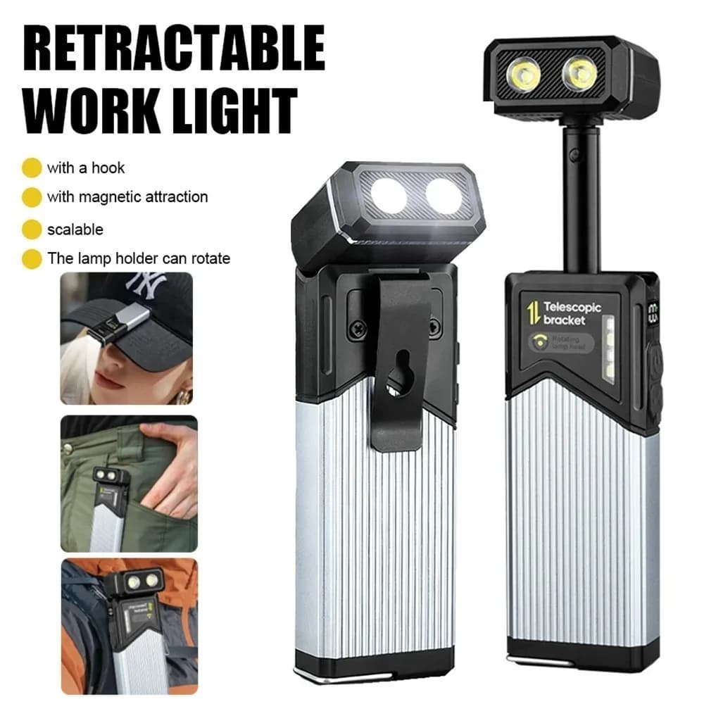 Portable 180 ° LED Flashlight Removable, Waterproof with Magnetic Attachment, Work Light for Camping, Fishing and Hiking