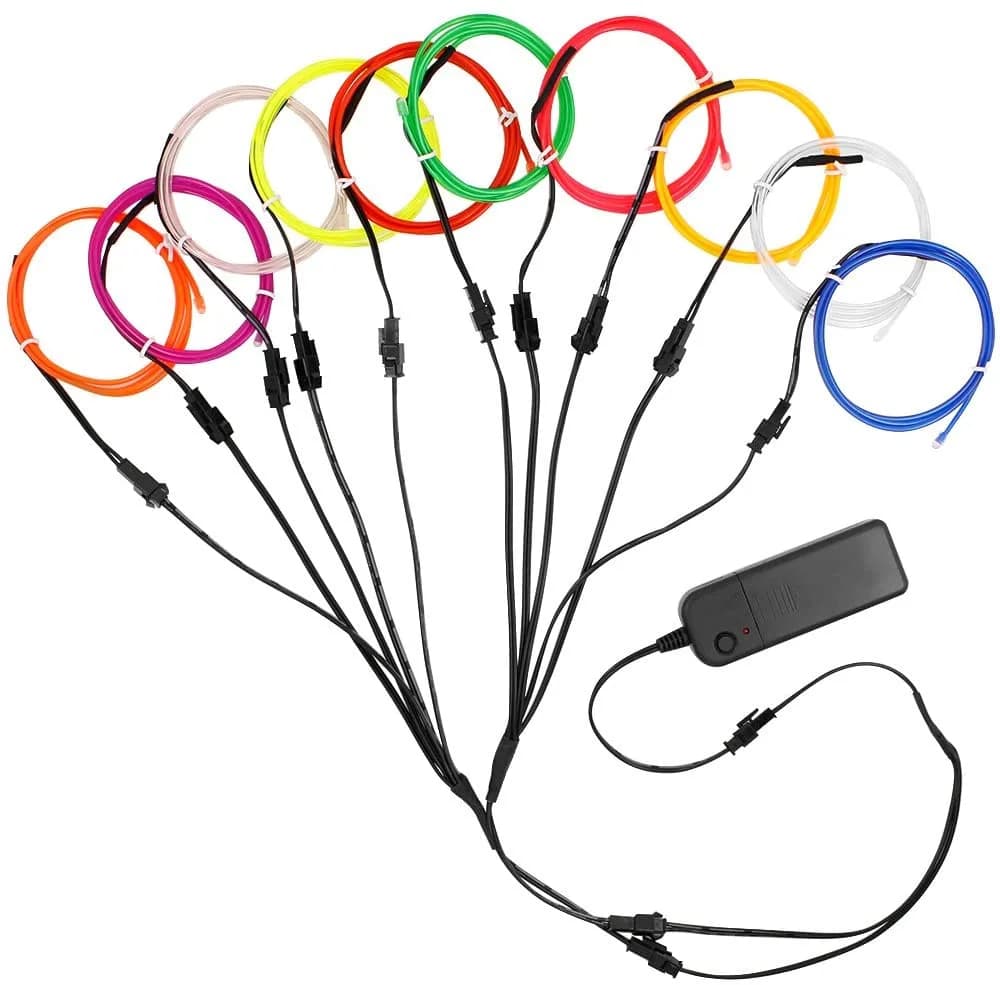 5 in 1 Glow Wire Cable LED Neon Festa di ballo di Natale Costumi fai da te Vestiti luminosi Decorazione leggera Scherzo per bambini Giocattoli 1m Ogni cavo