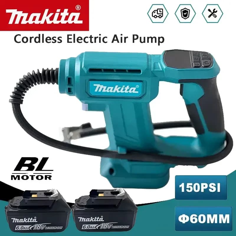 Pompa ad aria portatile Makita 2 in 1 senza fili, compressore d'aria per pneumatici auto, pompa gonfiabile automatica elettrica per batteria da 18V