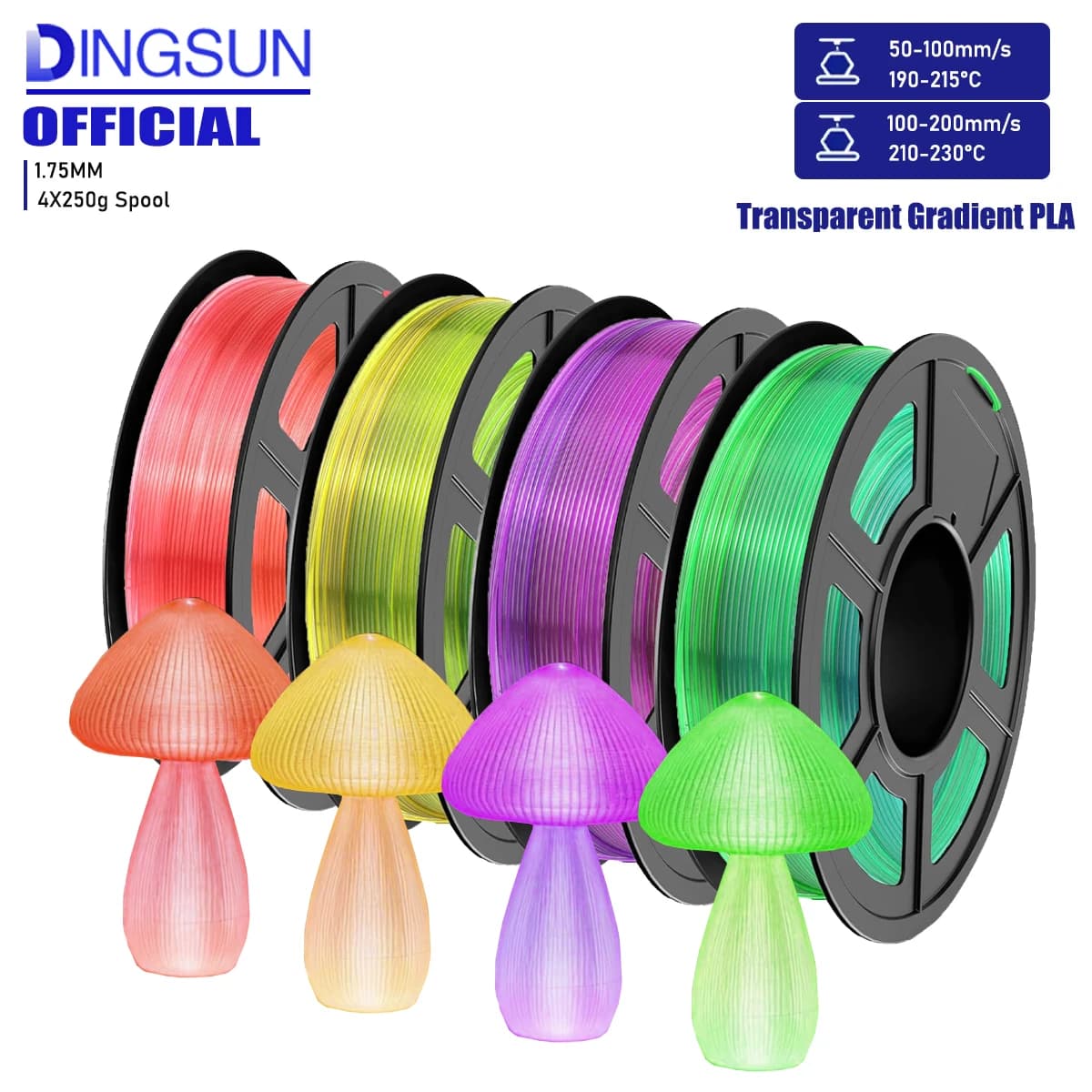 3D Printing Thread PLA multicolor transparent foam 1,75 mm, dimensional accuracy +/- 0.02 mm.