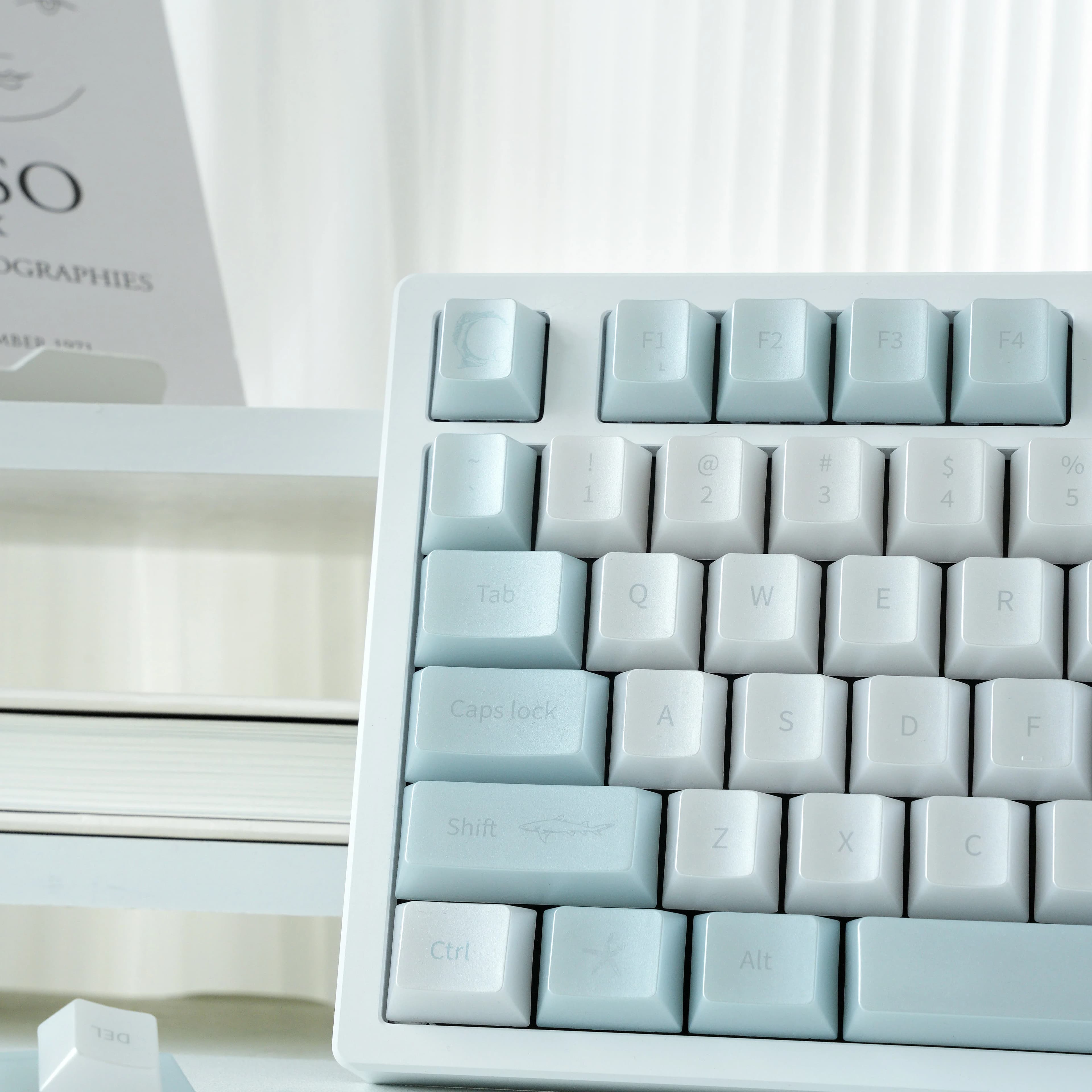 Set di copritasti a tema blu mare in vetro Set di copritasti per tastiera per PC Copritasti personalizzati con profilo in ciliegio perlescente per accessori per tastiera meccanica