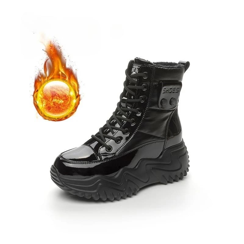 Sneakers con zeppa da 7 cm, stivaletti con zip da donna, in vera pelle, con plateau, autunno inverno, caldi e comodi, con pelliccia, stivali da neve.