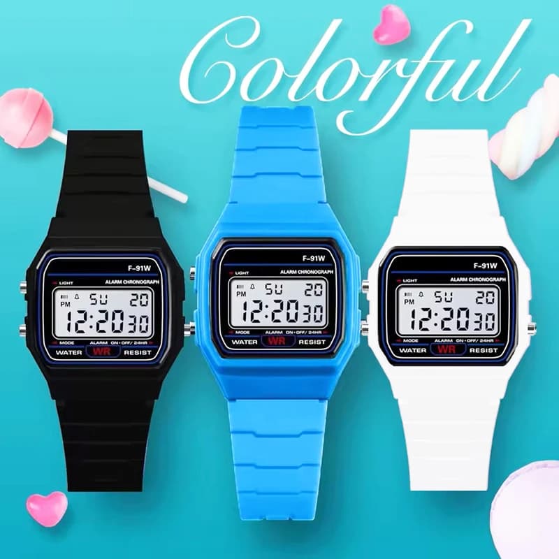 Orologi Elettronici LED F-91W per Donne e Uomini, Orologio Sportivo LED Impermeabile per Bambini