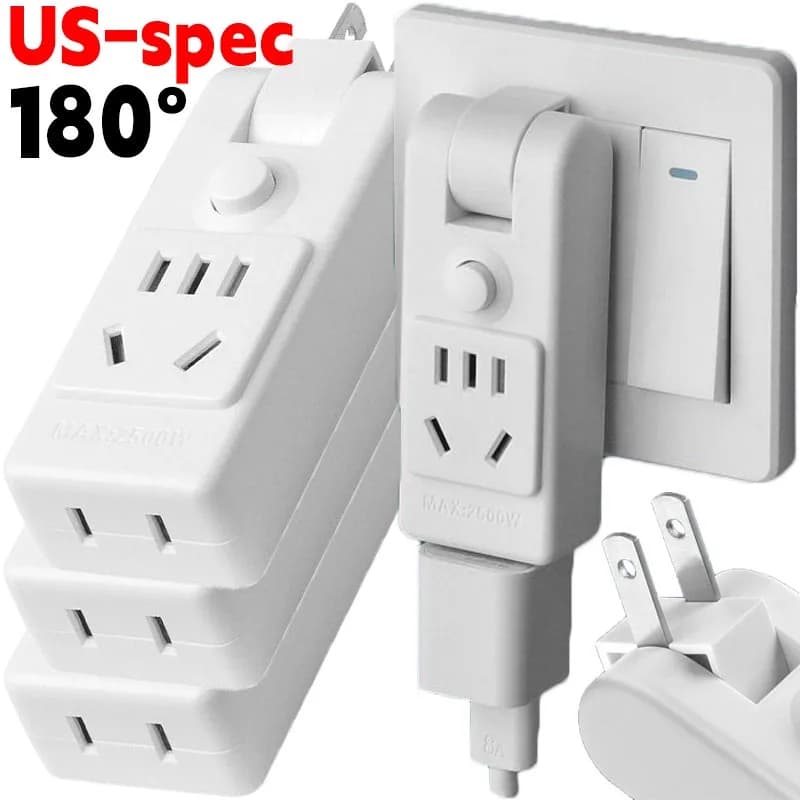 Adattatore Multipresa con Interruttore, Convertitore Elettrico da Viaggio, Presa Domestica 4 in 1, Prolunga con Prese AC a Muro