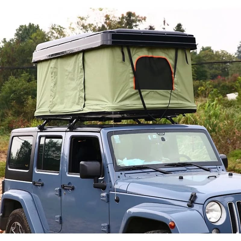 Tenda da Tetto per Auto in Alluminio per 4 Persone, Tenda Triangolare a Conchiglia Rigida per Campeggio