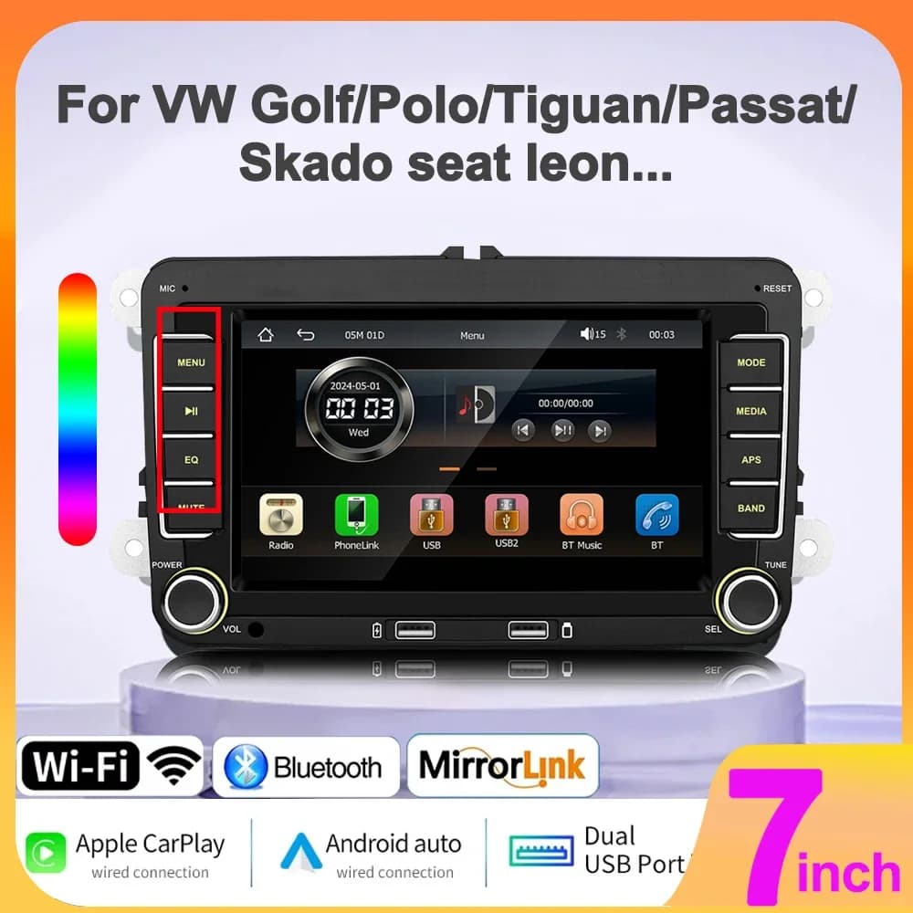 7 pollici Lettore MP5 Autoradio Per Volkswagen Passat Jetta Skoda b6 b7 golf 5 6 Polo Autoradio Lettore Multimediale Carplay Auto BT