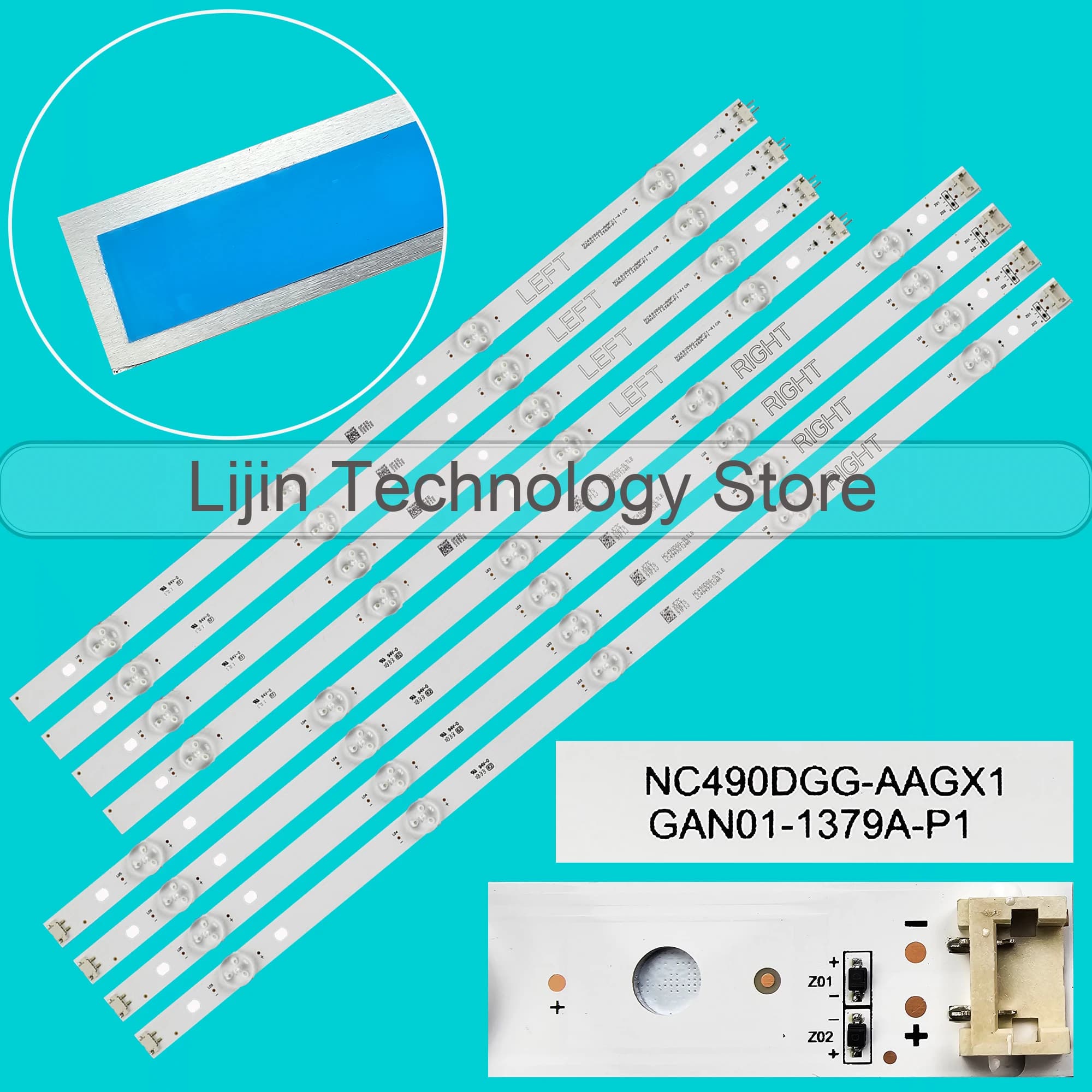 Striscia LED per 49UK6200 49UK6300PLB 49LK5700PSC 49UJ630V 49UJ6300 49LJ5500 49LJ5550 49UJ635T NC490DUE-AAFX1-41CA NC490DUE-ABFX3