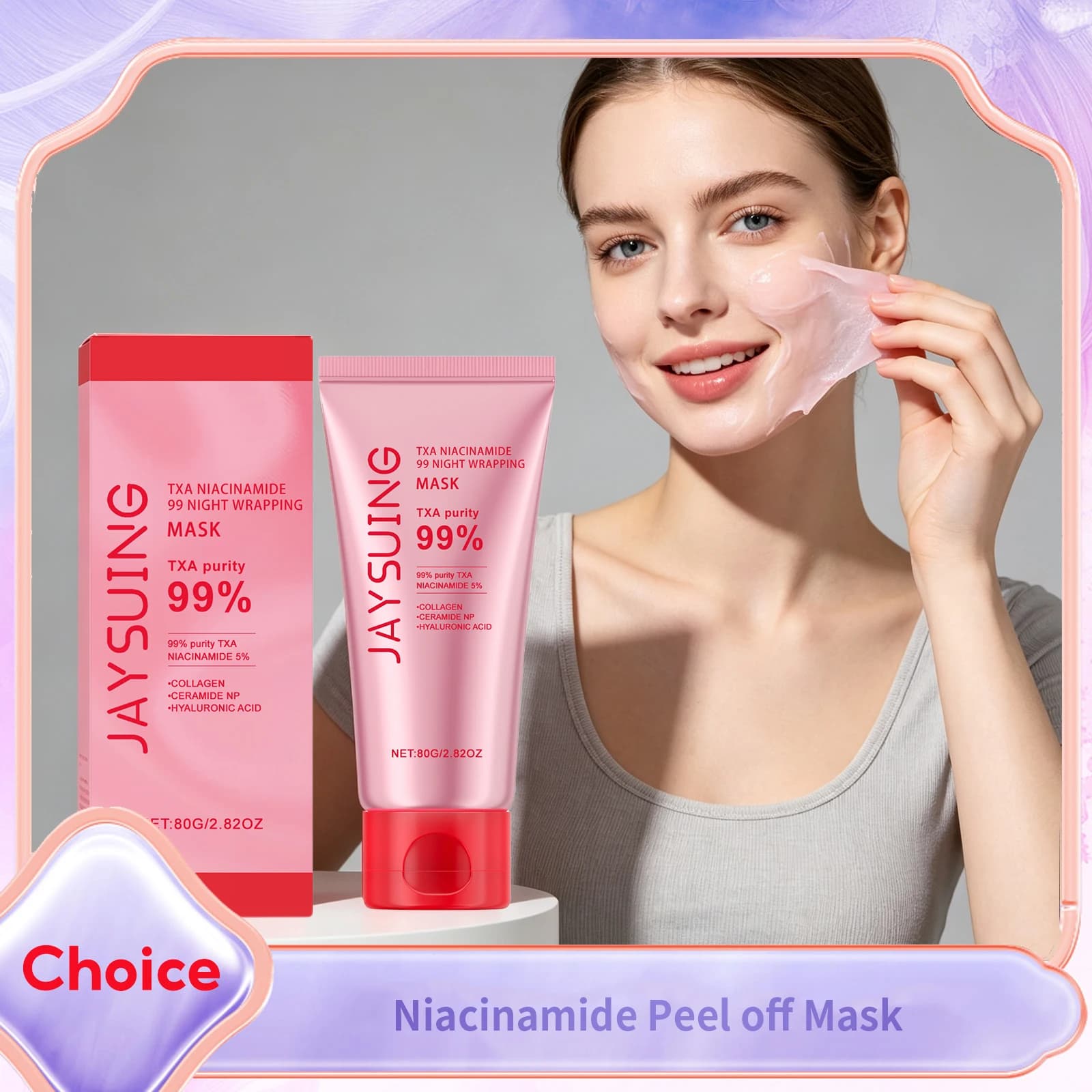 Nicotinamide Facial Peeling Masks Brightening Repair Damaged Skin Invisible Pore Overnight Wrapping Face Tear-Off Collagen Mask