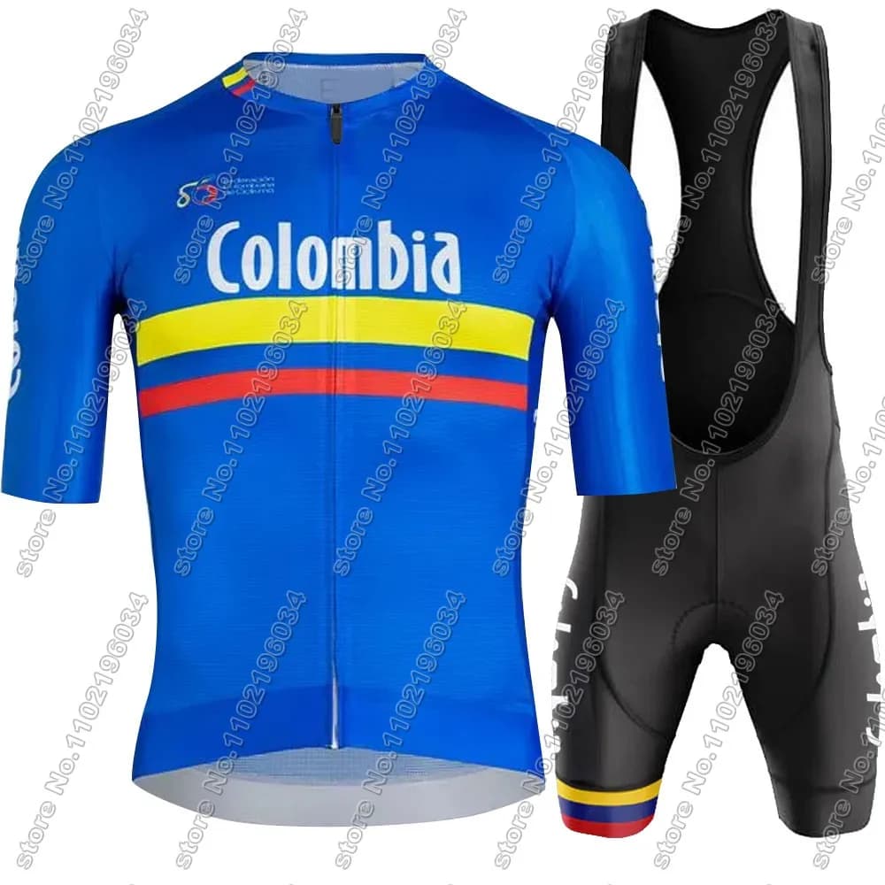 2024 Colombia National Team Cycling Jersey Set Bicycle Clothing Kit Road Bike Shirts Cycling Shorts with MTB Ropa Maillot Suspenders