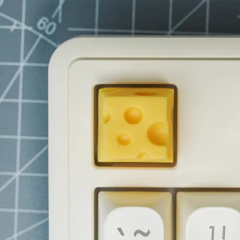 Keycap a Tema Formaggio Carino Personalizzabili in Resina, Profilo OEM, Tappi per Tastiera per Accessori Tastiera Meccanica, Regalo Fai-da-te