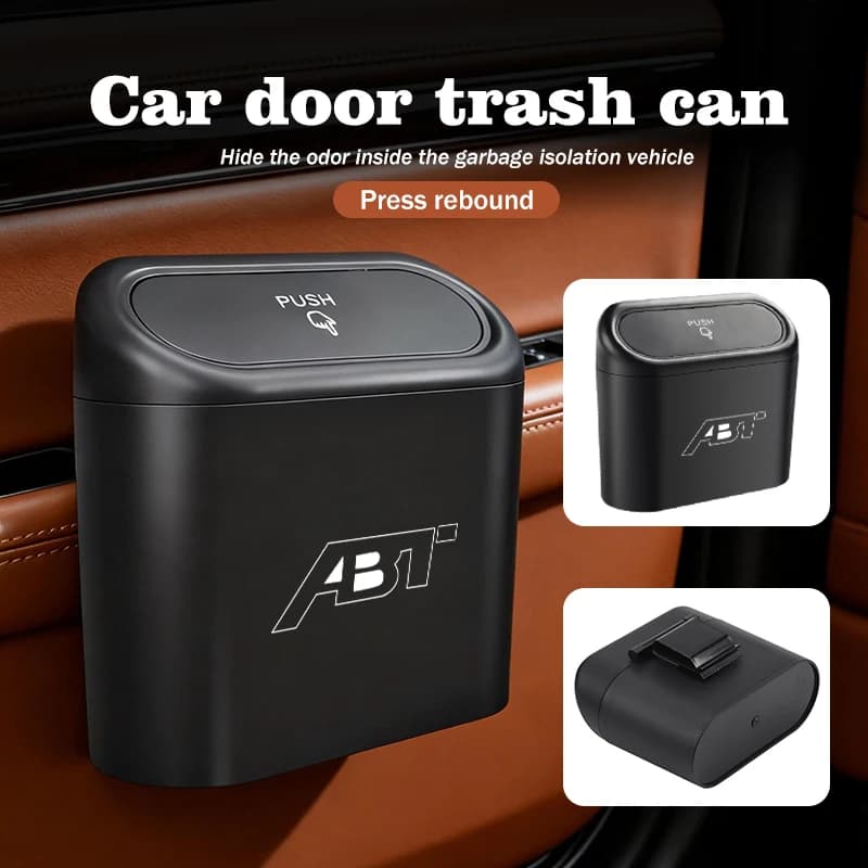 For Audi Portable Hanging Car Trash Can Wastebasket Trash Bin with Lid Storage Bin RS A1 A4 A6 A7 Sline Q3 Q7 Quattro RS3 S3 S4