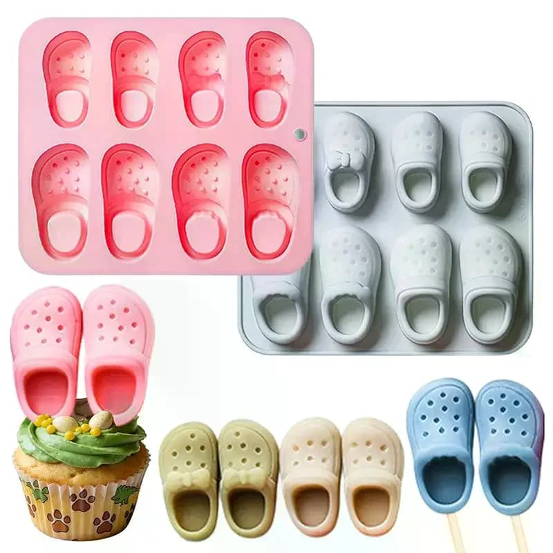 8 Cavity Hole Shoes Theme Silicone Molds Fondant Candy Chocolate Mould Summer Fudge Ice Grid Cake Silicone Mold