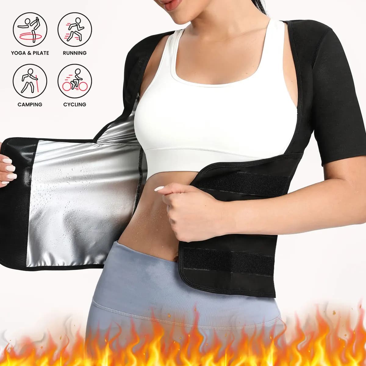 Tuta Sauna per Donne, Modellante e Dimagrante, Maglia a Maniche Lunghe per Allenamento | Body modellante a maniche lunghe per sudorazione