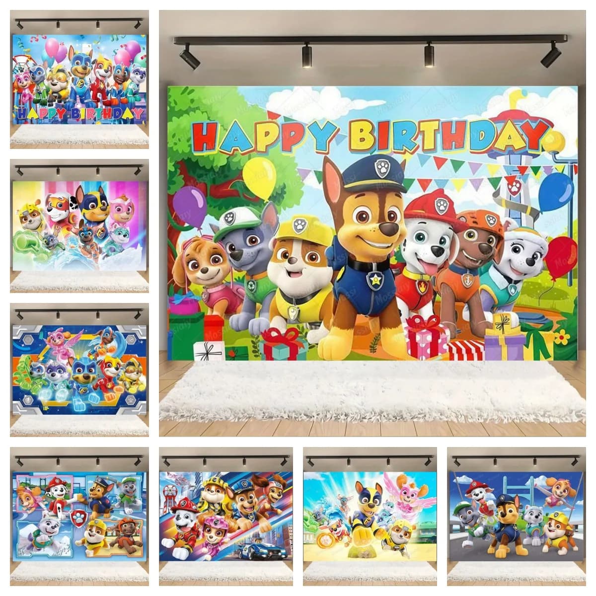Decorazione per Festa di Compleanno a Tema PAW Patrol, Sfondo in Tessuto, Regalo per Bambini, Sfondo Fotografico con Cuccioli, Accessori per Baby Shower