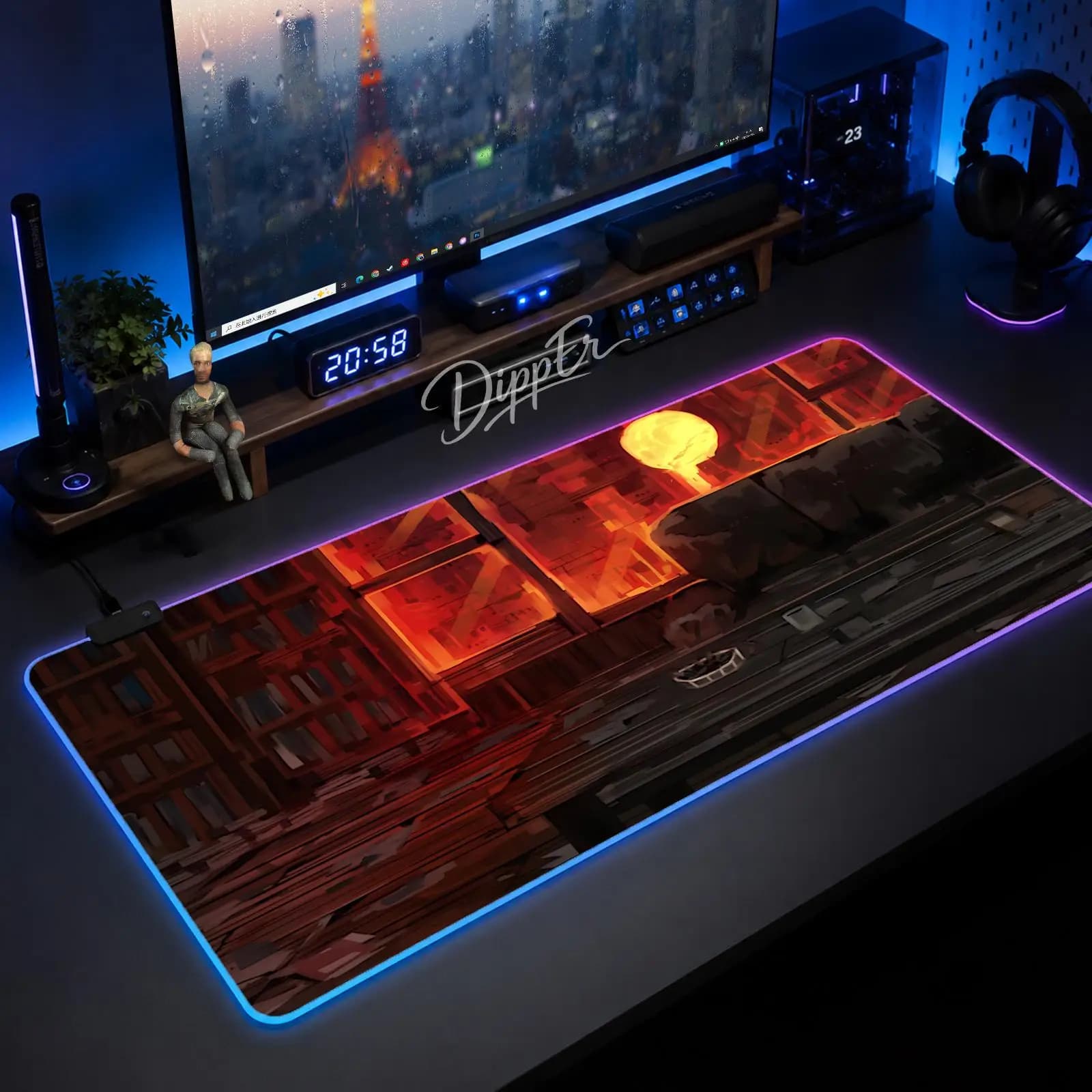 A-Library of Ruina Mouse Pad Large Size LED Glowing Table Pad XXL Gaming Non-slip Rubber Mat With Backlight