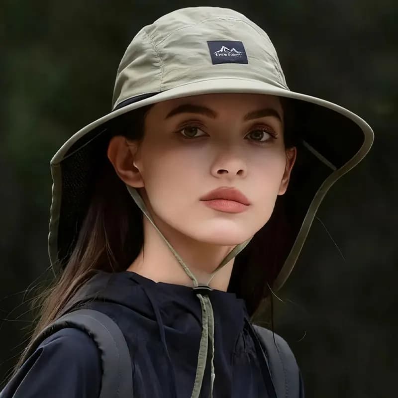 Cappelli Panama Unisex Estivi a Tesa Larga Impermeabili ad Asciugatura Rapida, Cappelli a Secchiello con Visiera per Esterni, Cappelli da Sole Traspiranti in Rete con Protezione per il Collo