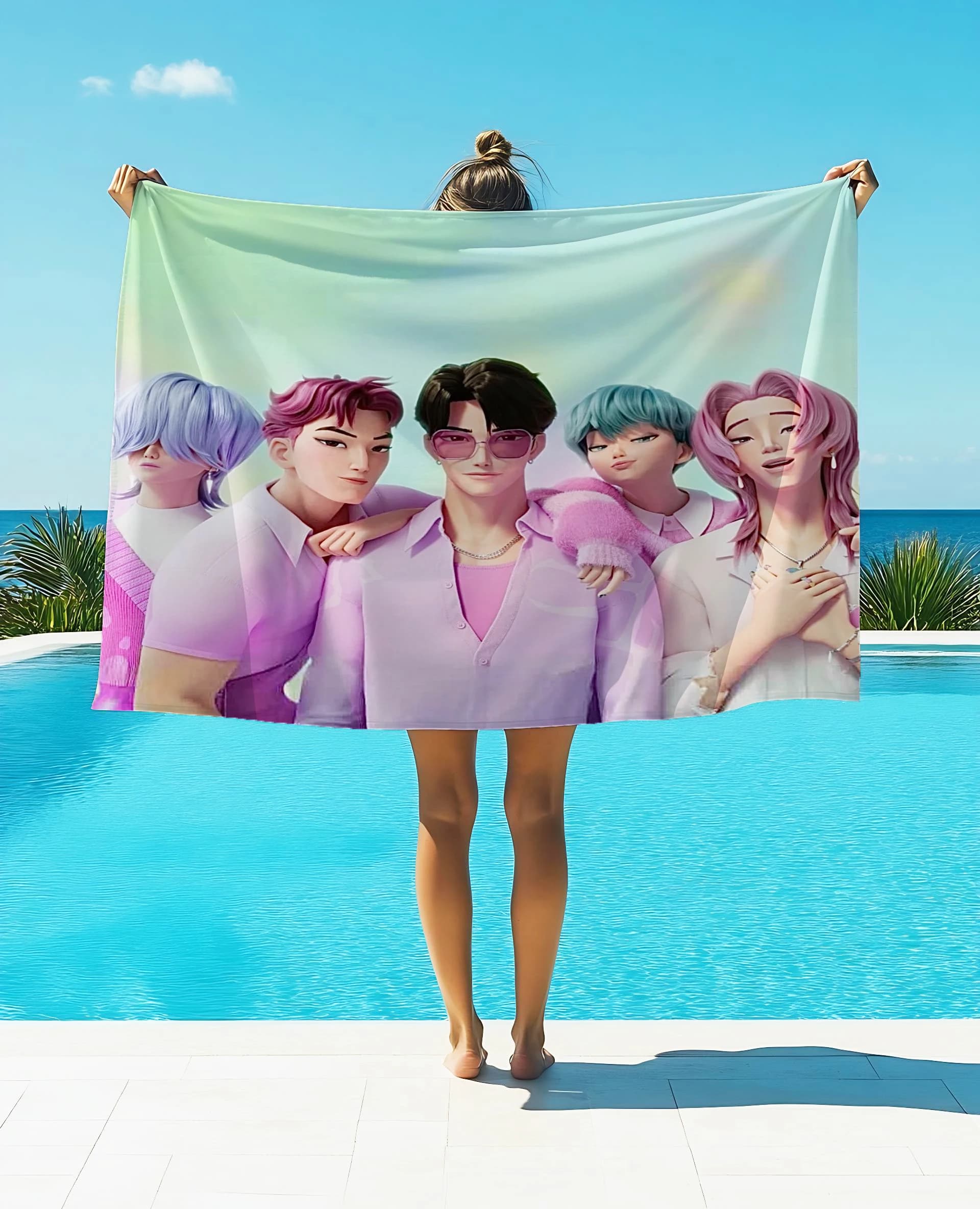 K-POP Devil Hunter Anime Morbido Asciugamano stampato Flanella Asciugamano assorbente in velluto a doppia faccia ad asciugatura rapida Asciugamano da bagno per il lavaggio del viso Regalo