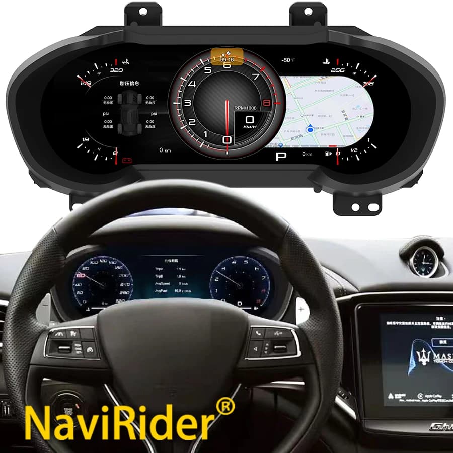 Tachometer For Maserati Ghibli 2014-2020 Virtual Cockpit Cluster Carplay Digital Dashboard GPS Speedometer LCD Instrument Panel