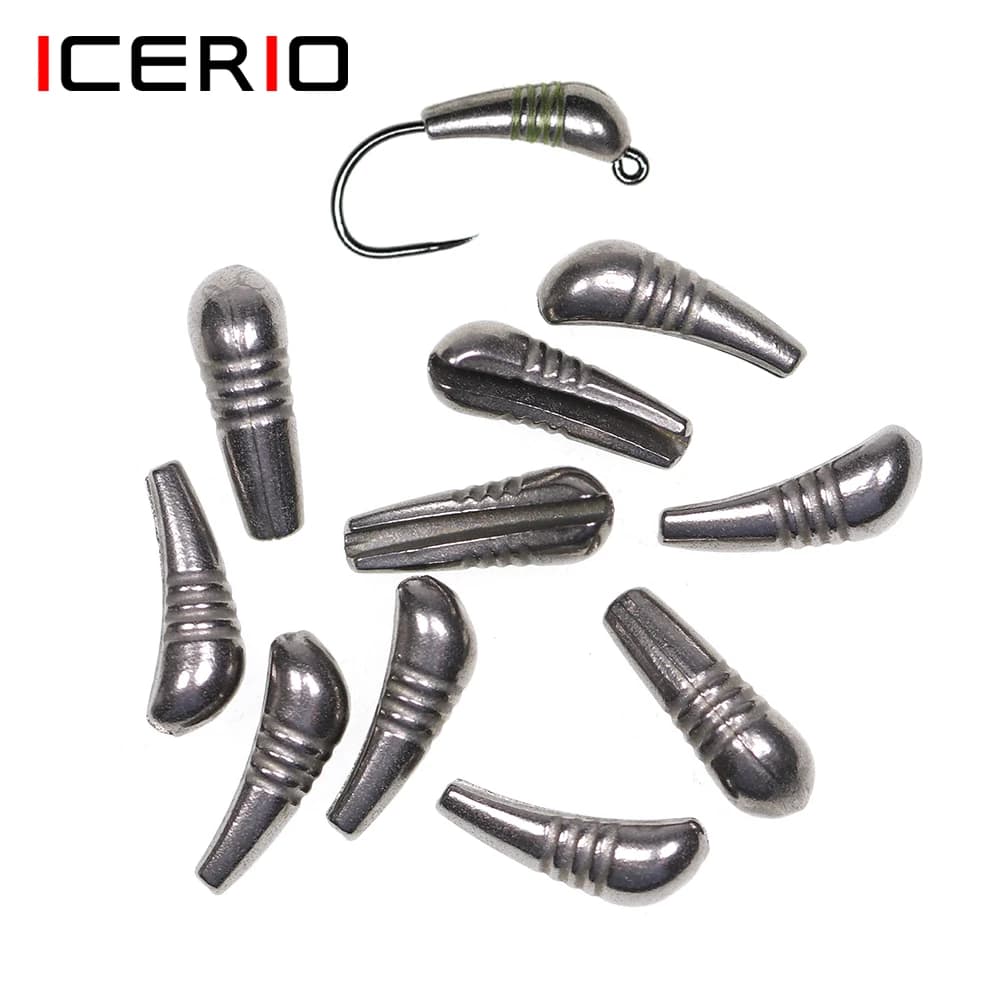 ICERIO 10PCS Affondamento Veloce Ninfi Scud Pesca A Mosca Tungsteno Corpo Pesante Jig Gancio Perlina Posteriore Fly Legatura Materiale Accessori