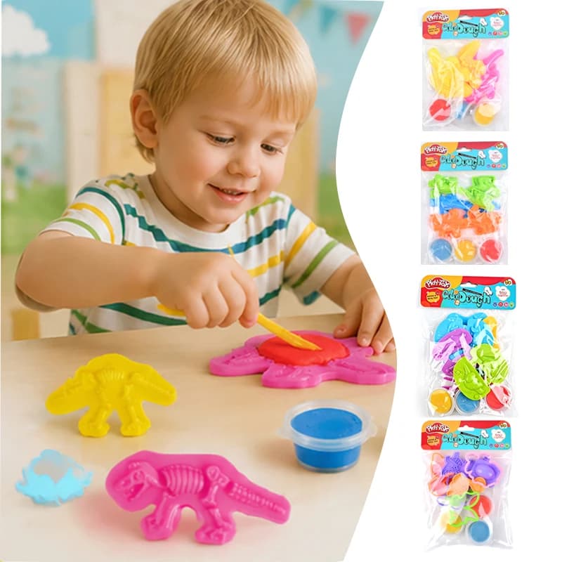 Dinosaur series Clay Tool Mold Set Color Play Dough with Plastic Cutters Kit Preschool Modeling Clay Craft Gift Toy for Children