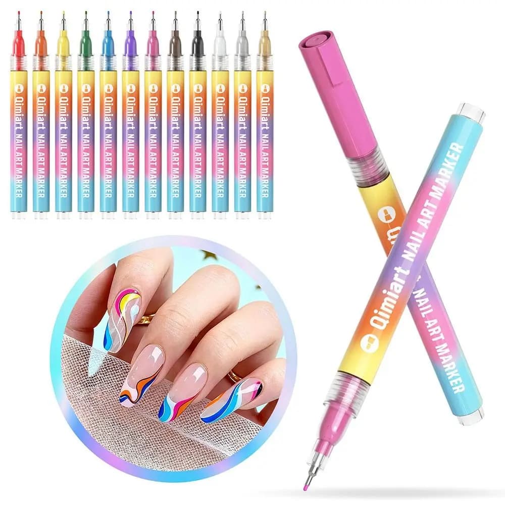 Nuovo Set di 12 Pennarelli per Nail Art, Pennelli a Sfera per Disegno e Pittura, Asciugatura Rapida, Impermeabili, Strumento per Nail Art