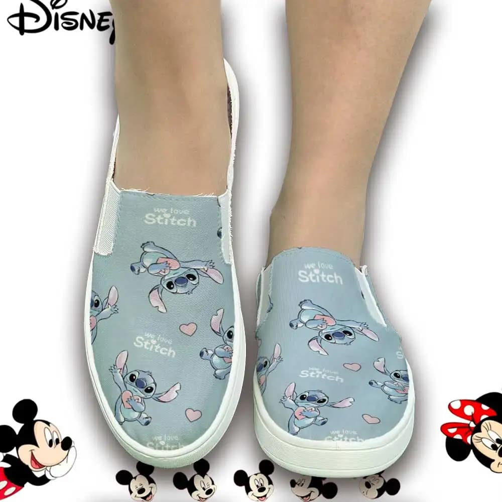 Disney Lilo & Stitch sneakers with "We Love Stitch" print light blue – Women's casual shoes