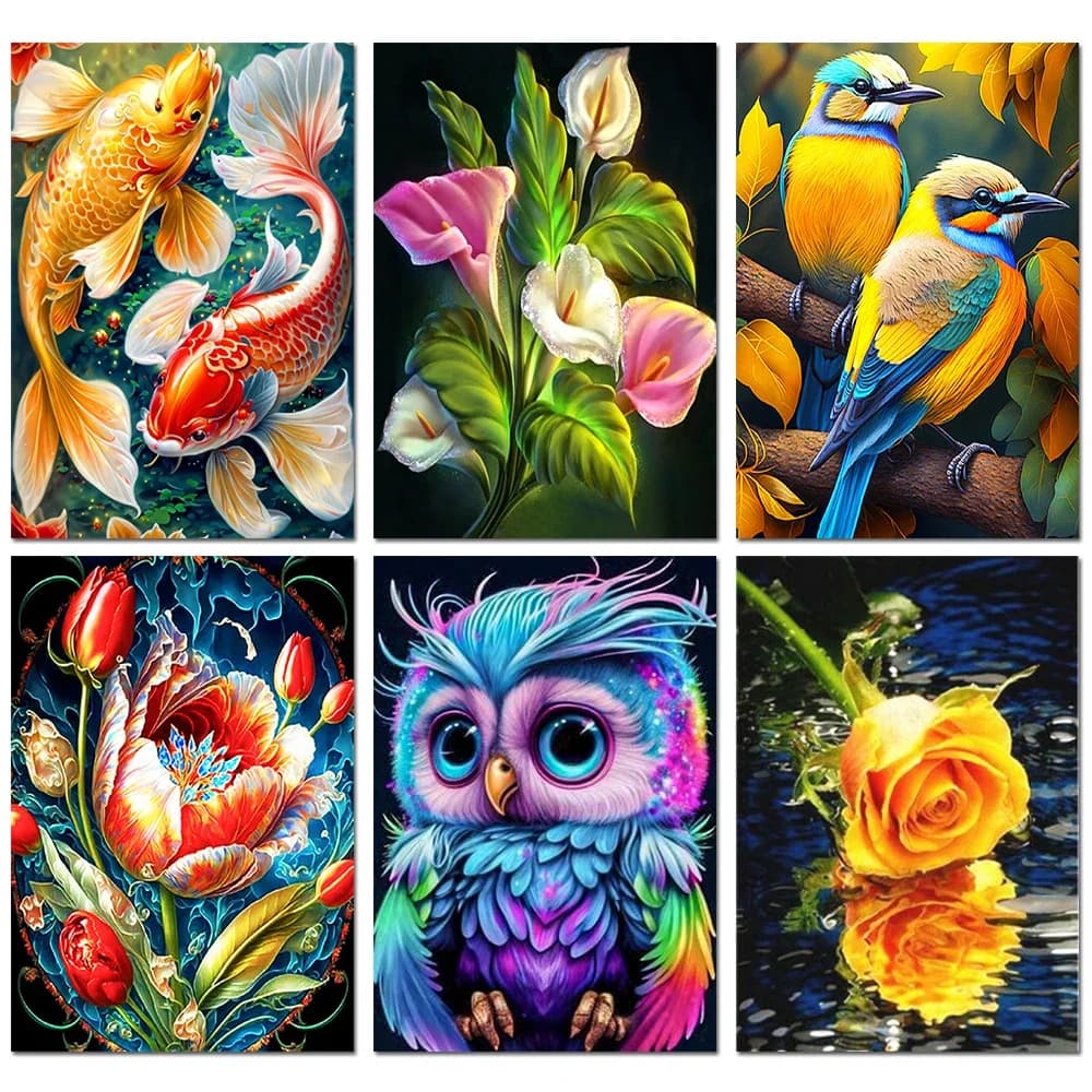 5D Diamond Painting Kit Bird Flower Diamond Mosaic Rose Flower Cross Stitch DIY Handmade Inlaid Rhinestone Embroidery Home Decor