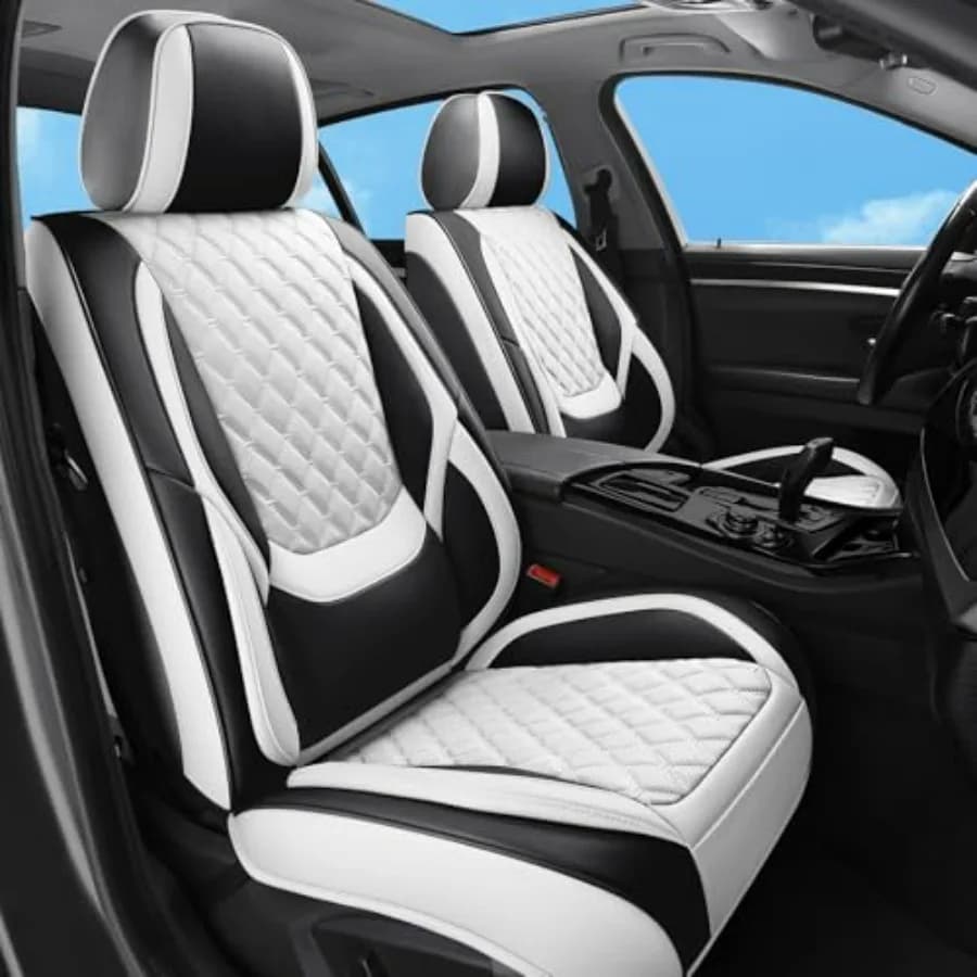 Front Covers for Luxury Leather Cars, Waterproof and Anti-slip, Universal Protection for Most Cars, SUVs, Trucks and Pick-ups, Black and White