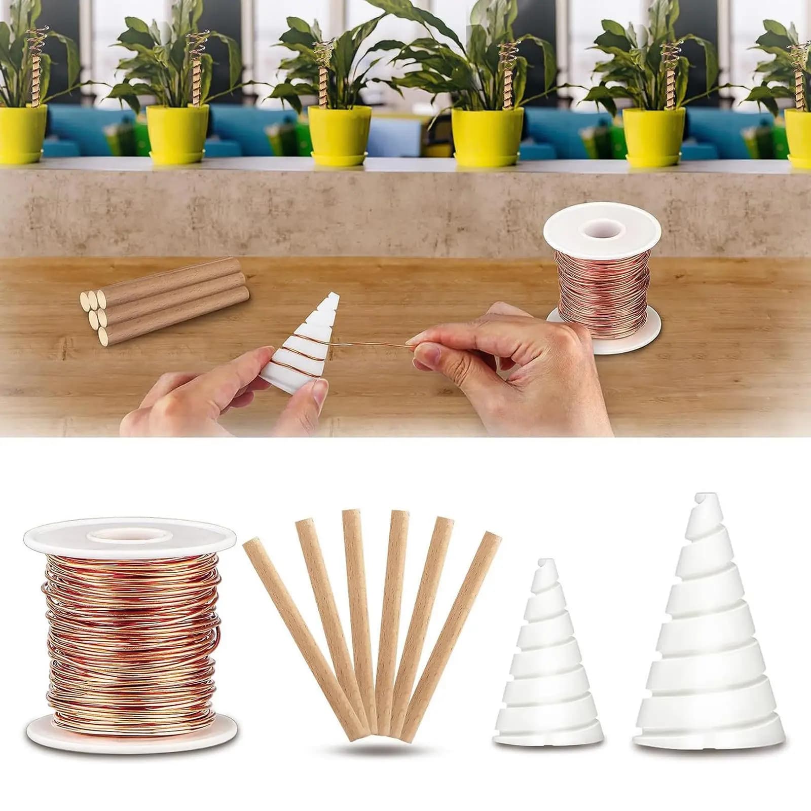 Set di Attrezzi Regolabili per Avvolgimento a Spirale Fibonacci in Rame per Antenne e Supporto Piante da Giardinaggio