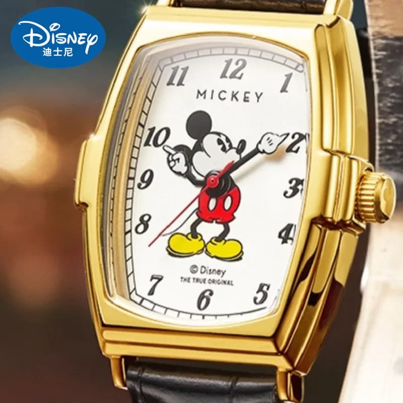 Disney for men's watch unisex men's dial tonneau quartz watch Luminous Mickey Mouse Waterproof Girl Student Carton Watch