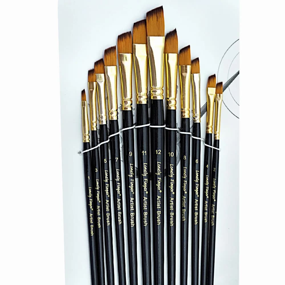 Angular Paint Brushes Nylon Hair Angled Watercolor Pait Brush Set for Acrylics Watercolors Gouache Inks Oil and Tempera