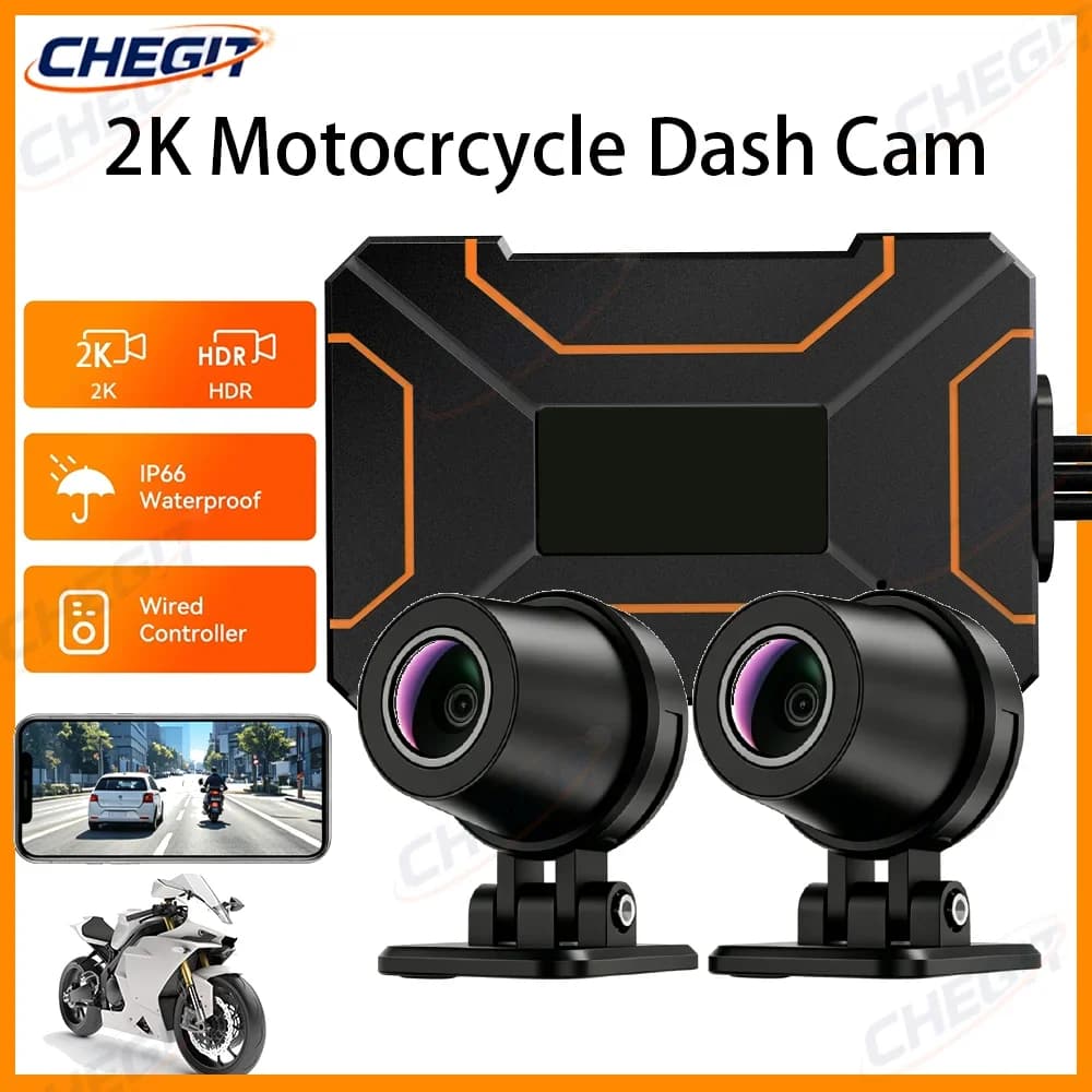 2K/1080P Motorcycle Dvr IP66 Waterproof Front and Rear Dual Recording Camera Moto Night Vision Suitable for Motorcycles