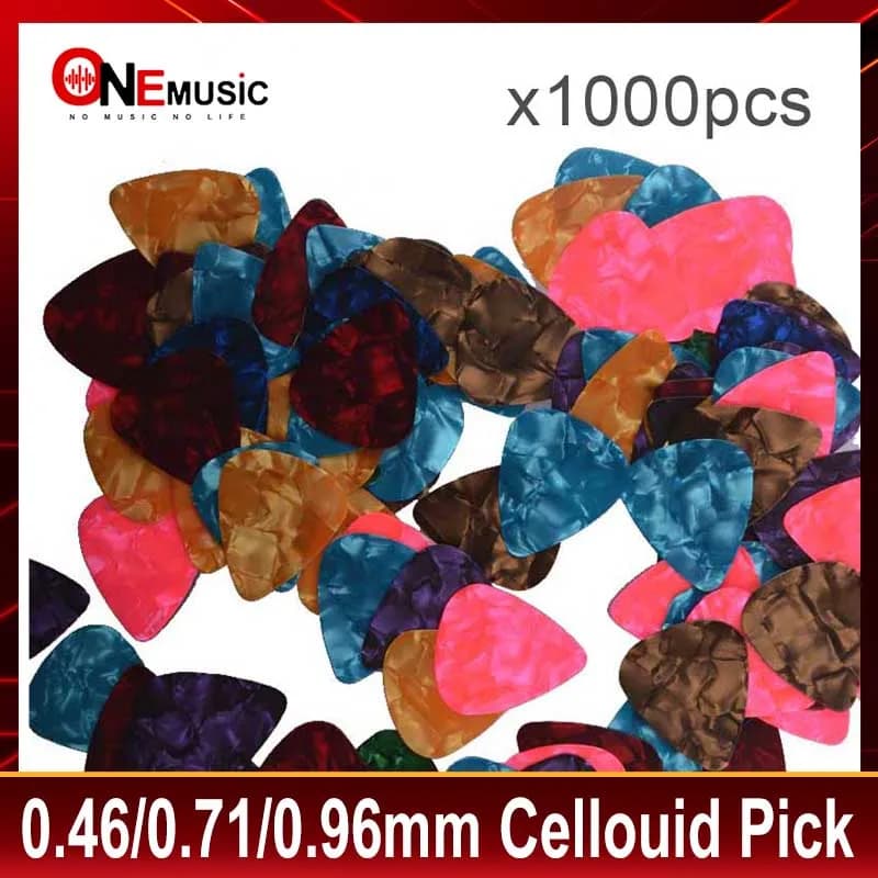 1000 Pezzi Plettri in Celluloide per Chitarra Acustica ed Elettrica, Strumento Musicale, 0.46mm/0.71mm/0.96mm